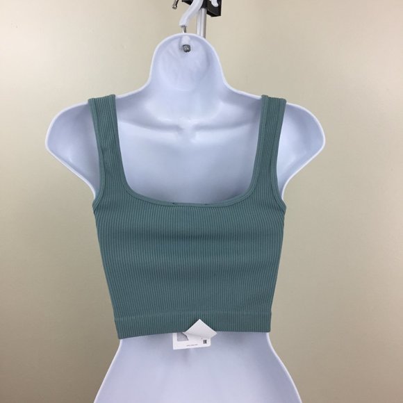 NWT ZARA Limitless Contour Collection Stretchy Sage Green Ribbed Cropped Top - Picture 6 of 8